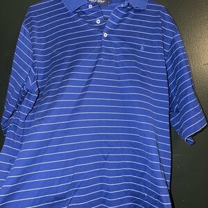 Ralph Lauren Men's Polo Shirt in Blue and White Stripes